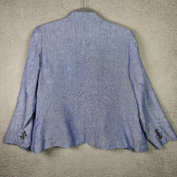 Talbots Blazer Jacket Women 22WP Chambray Blue 100% Linen Professional Career - Picture 2 of 16